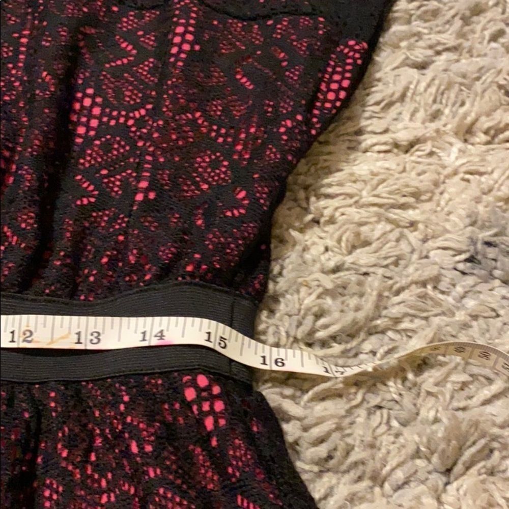 Lace Cocktail Dress Black Lace Deep Pink‎ sz L - Picture 5 of 11